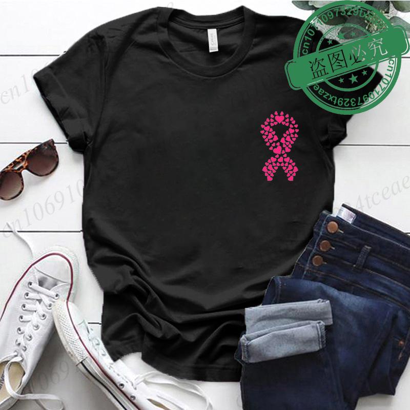 Breast Cancer Awareness Printed Women Tshirt Short Sleeve Pink Clothes Tops Breast Cancer Survivor Tee Shirt Clothing for Women