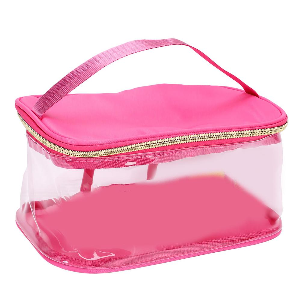 Transparent Makeup Bag with Top Handle PVC Cosmetics Storage for Traveling