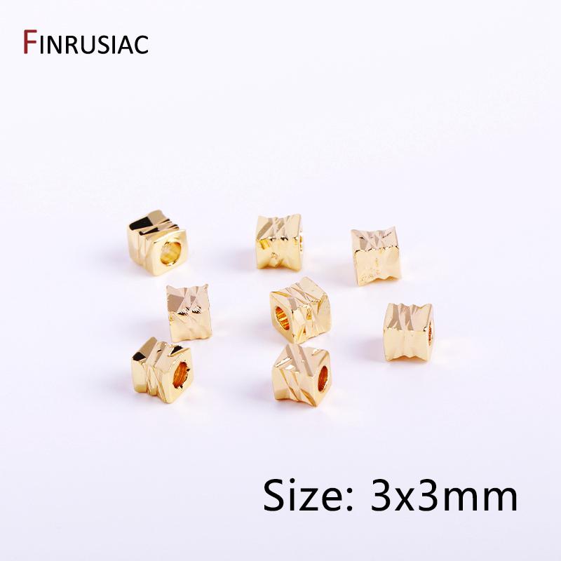 Gold Plated Brass Metal Cube Beads Saucer Beads Spacer Beads For Jewelry Making Supplies Necklace Making Findings Wholesale