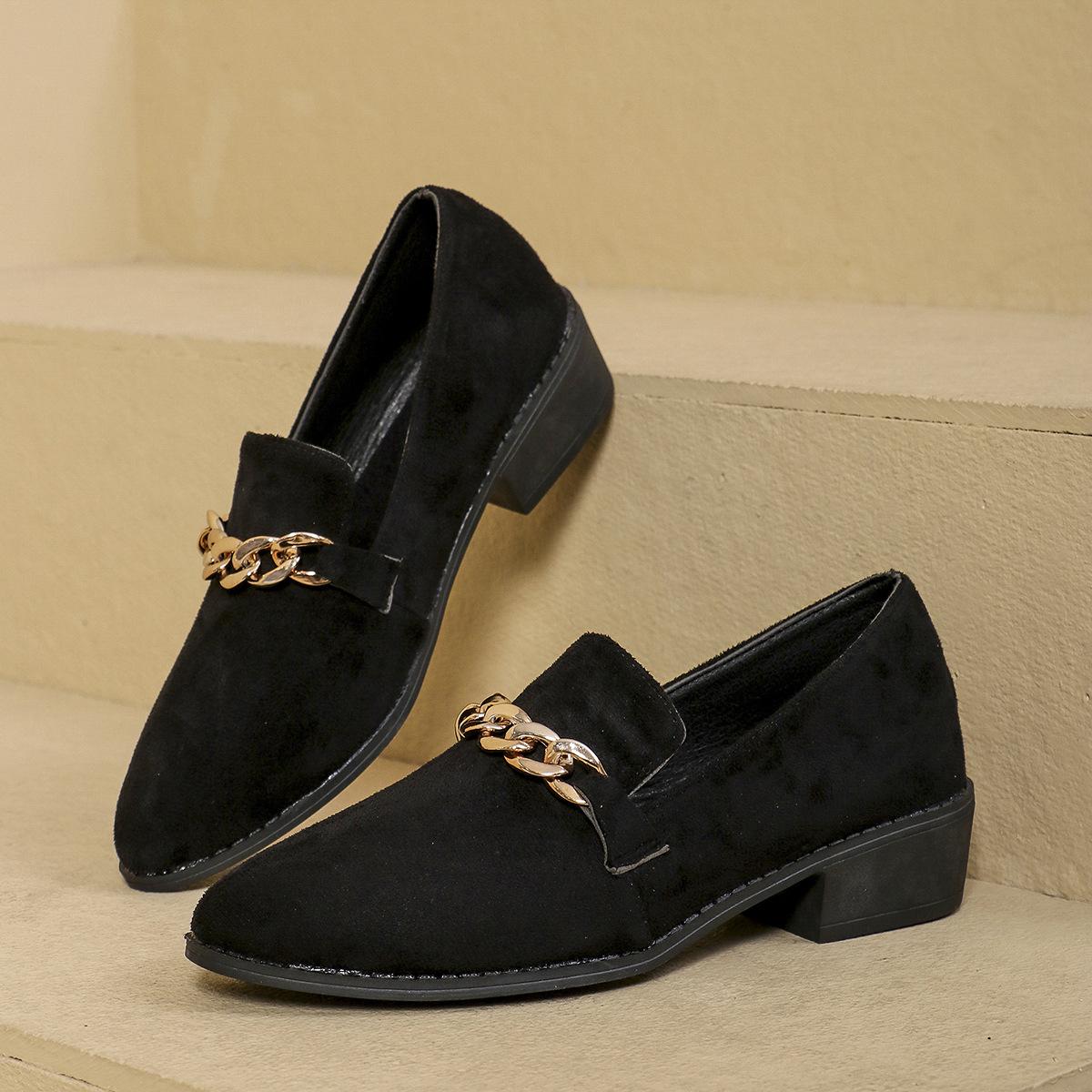 

Foreign trade 2025 spring large size light mouth European and American color matching one-pedal women s casual thick heel loafers 43 чорний