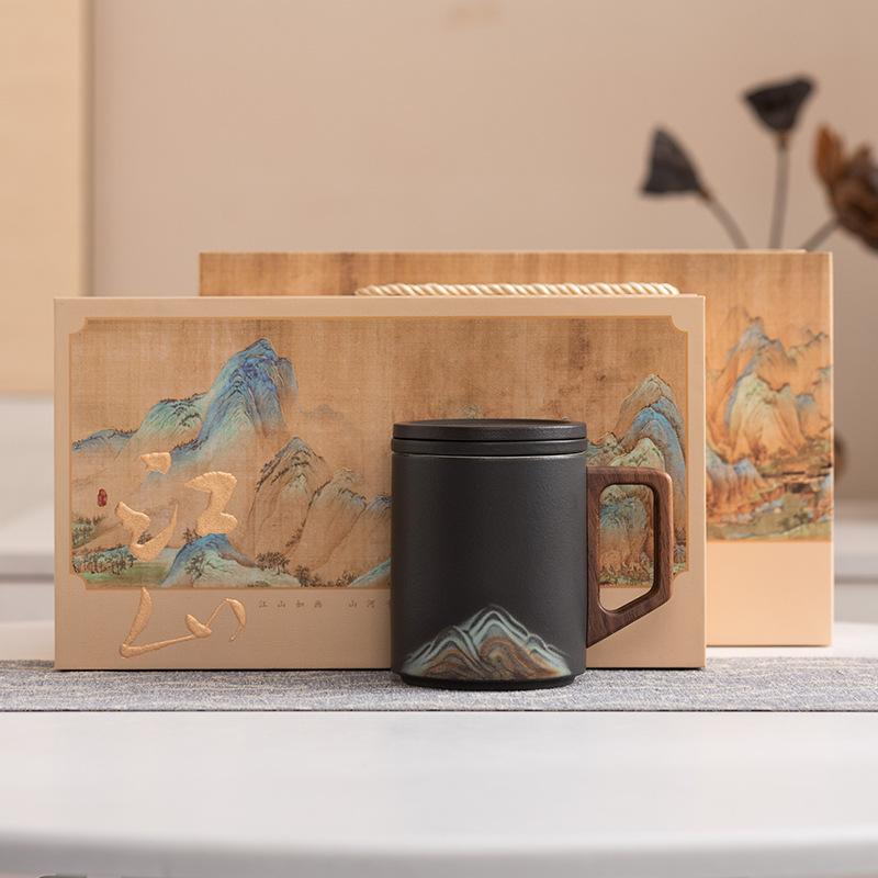 Ceramic Tea Separation Tea Cup High-end Personal Office with Filter Tea Leak Light Luxury Water Cup Gift