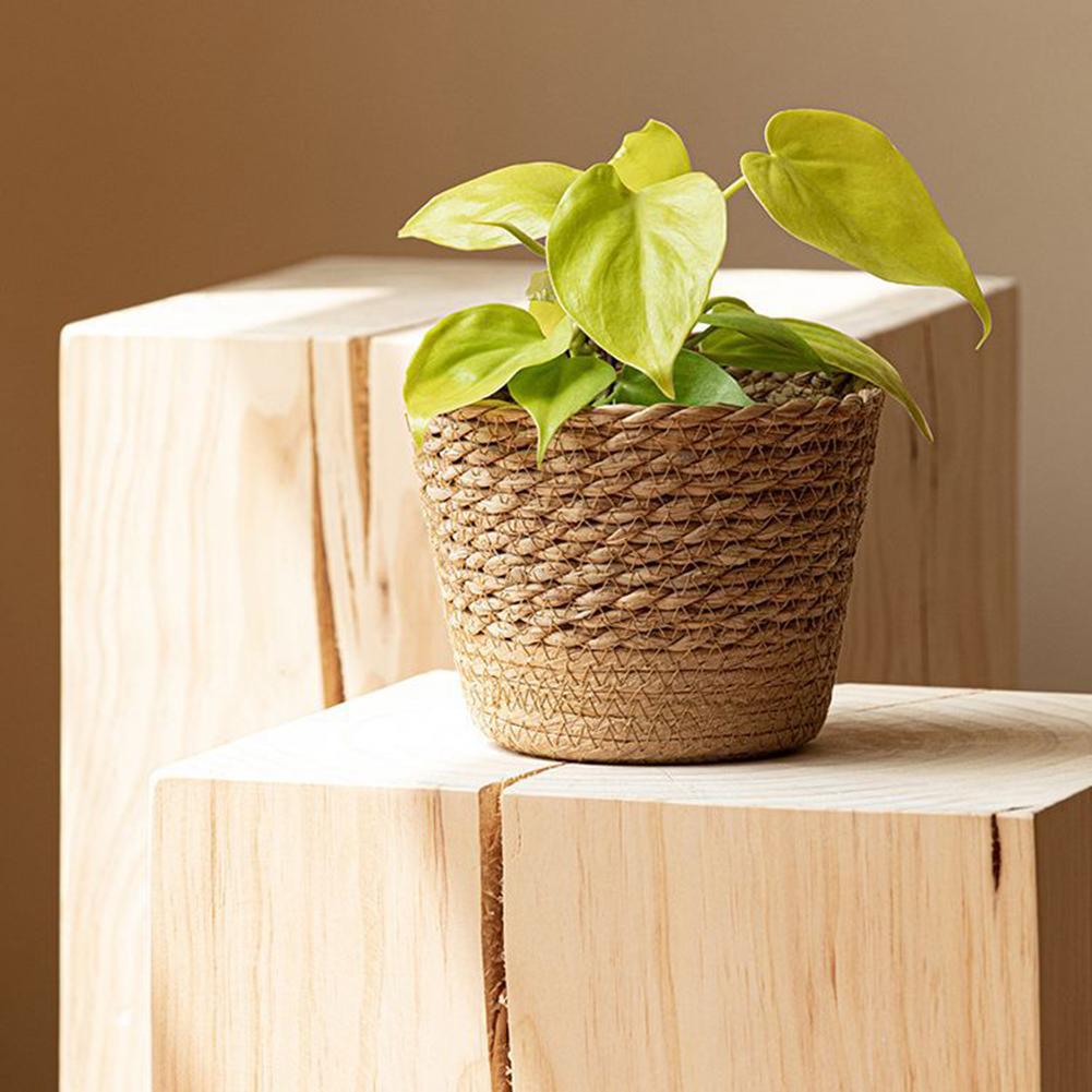 Plant Organizer Flower Pots 3 Size Desktop Indoor Outdoor Planter Woven Seagrass Baskets Decorative for Home Garden Container
