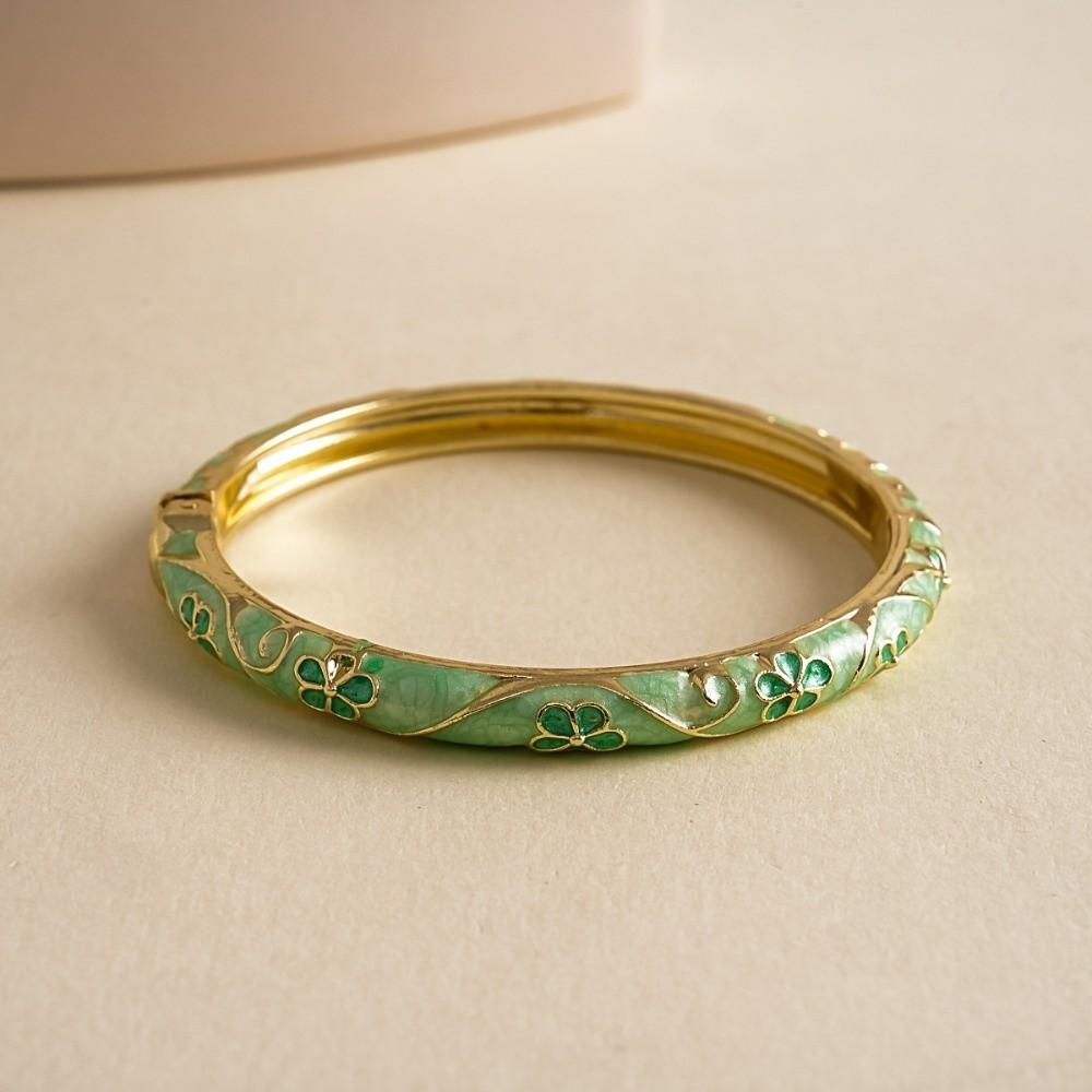 Traditional Vintage Cloisonne Bangle Chinese Women's Hand Bracelet Flower Bangle Jewelry Gifts