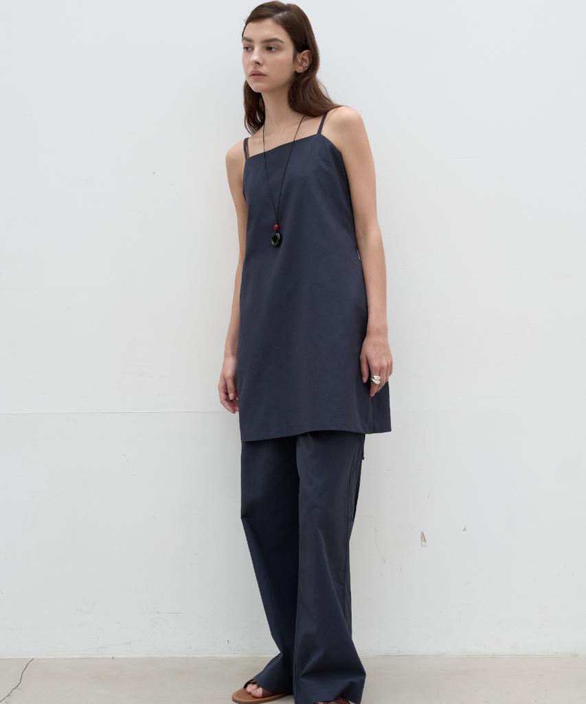 Seolan Linen Blend Midi Dress_Navy