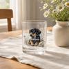 Whiskey Glass, Dachshund Glass Tumbler, Hand Painted Dog Floral Cup for Whiskey Coffee, Home Bar Gift for Dog Lovers