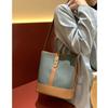 Cowhide Handbag Leather Bag Generation Contrasting Color Splicing Shoulder Bag Large-capacity Commuter Bucket Bag OEM