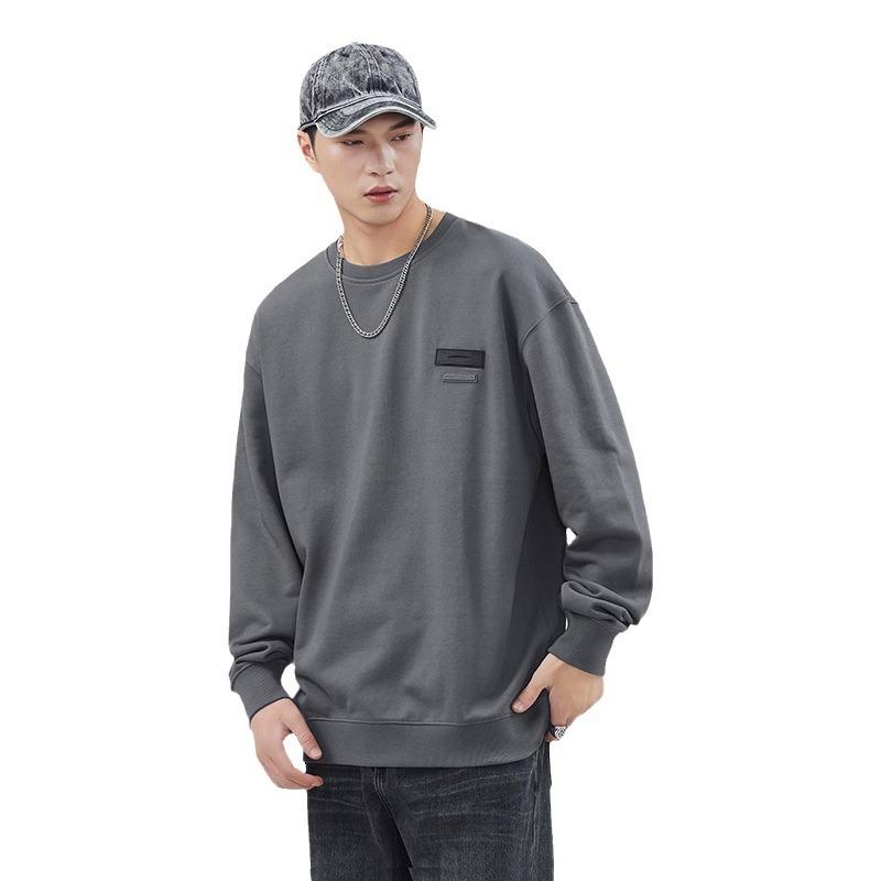 American Trendy Brand Seal Crew Neck Sweater Men'S Season Simple Loose Casual Pullover Long-Sleeved Top