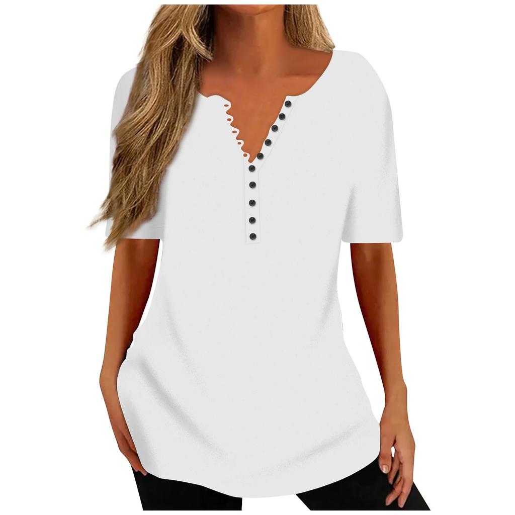 Women's Fashion Casual Short Sleeve Printed Round Neck Loose Top