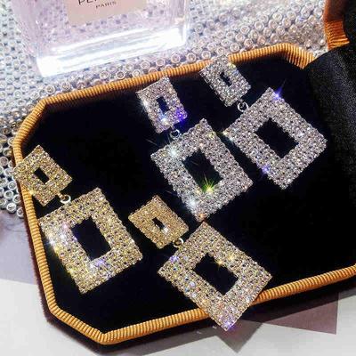 Boucles d'oreilles élégantes en diamant géométrique: Style Européen & Américain, Accessoires Longs Polyvalents