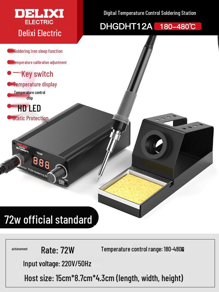 

Delixi Electric T12 Professional Soldering Station: High-Power, Constant-Temperature Soldering Iron & Welding Pen for Repair and Welding.