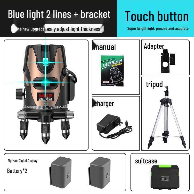 High Precision Outdoor Green Laser Level: 2, 3, 5 Line Infrared, Auto-Leveling with Blue Light LD.