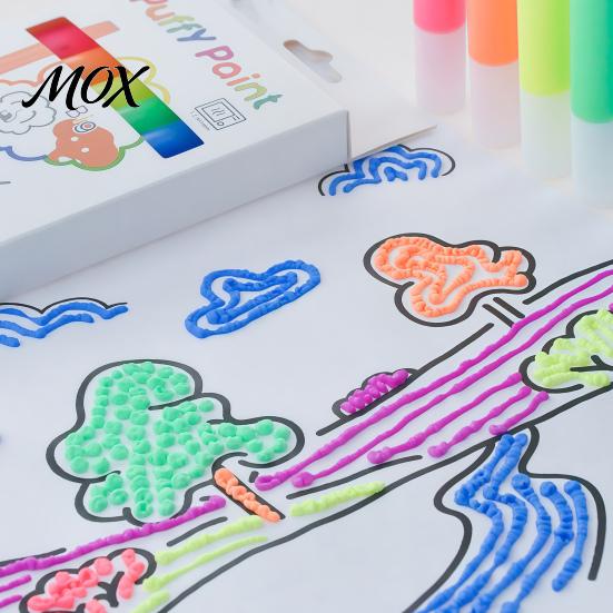 Interactive Hands on Learning Toys 6 Colors Popcorn Pens, 3D Relief Art Pen, Heat Activated, Puffy Fluffy Texture Markers Drawing Pens for DIY