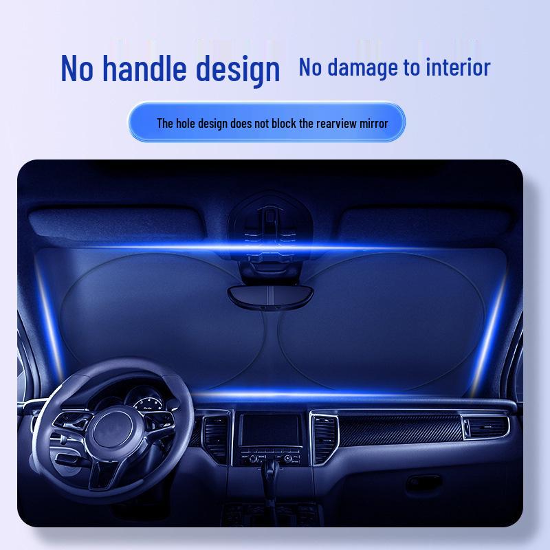 Car Windshield Sunshade: Heat Insulation and UV Protection with Double Ring Titanium Silver Default