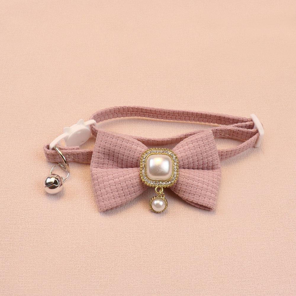 

Adjustable Vintage Pearl Pendant Bow Pet Collar, Cute Cat and Dog Decorative Collar, Suitable for Cats, Small Dogs розовый