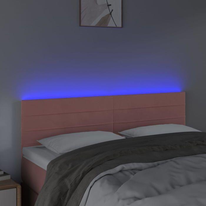 VidaXL Tête de Lit à LED Meuble de Chambre à Coucher Accessoire de Lit Double Tête de Cadre de Lit Intérieur Rose 3121805