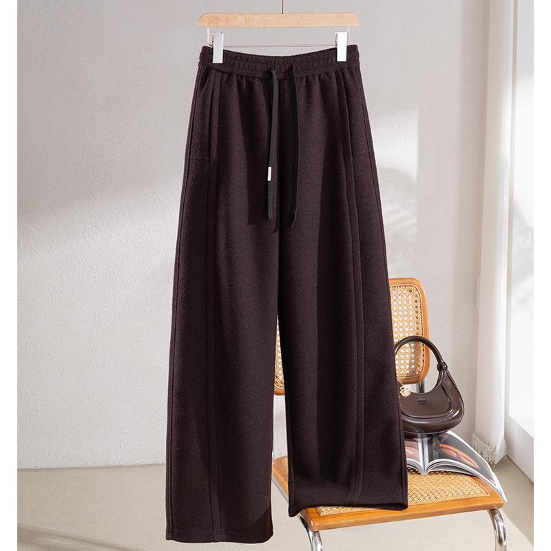 2025 Puyuan Autumn/Winter Silk Cashmere Women's Wide-Leg Pants with Double Pockets
