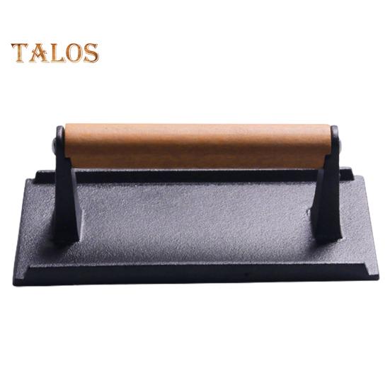 Ahşap Saplı Dikdörtgen Dökme Demir Pastırma Presi Eşit Isı Transferi Sağlıklı Pişirme Rahat Kavrama Et Presi