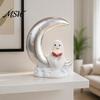 Unique Holiday Gift Cute Ghost Reading Book Ornament, Luminous Resin Figurine, Handmade Craft Night Light for Halloween Home Desktop Decoration