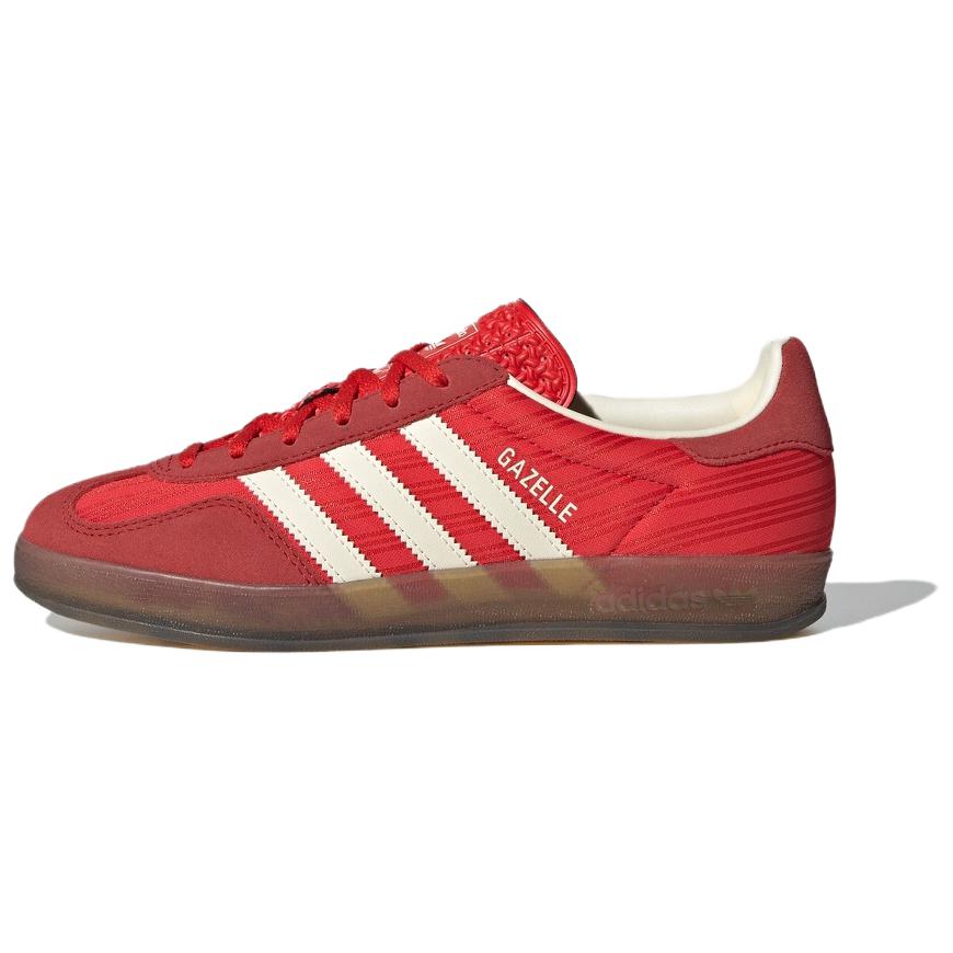Adidas  Gazelle Indoor Red Pinstripe Satin Women Sneakers Better-Scarlet Cream-White JS1411