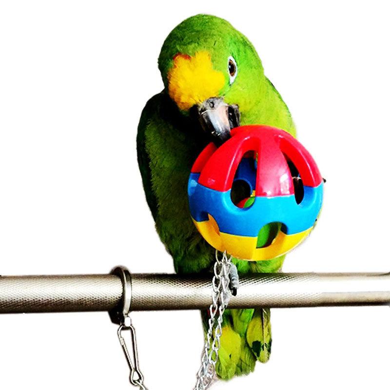 Toy Ball, Plastic Bell, Rattling Ball, Medium To Large Parrot Bite Toy Bird Supplies, Bird Toy Set