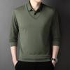 2025 New Men'S Casual And Fashionable Long Sleeved Solid Color Fake Two-Piece Polo Shirt Business All Season Versatile Top