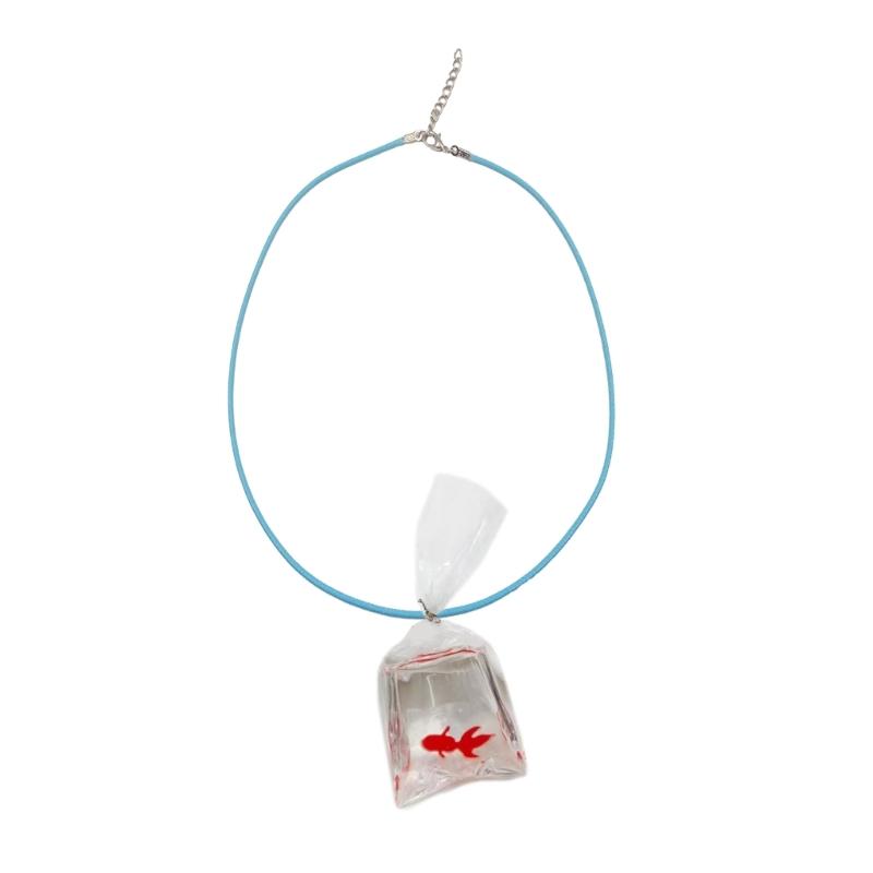 

Creative Water Bag Carp Goldfish Necklace Transparent Acrylic Pendant Necklaces Women Clavicle Chain Collar Jewelry Gift