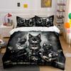 "Rock Band Cat Theme Decor" Bedding Set with 1 Duvet Cover 2 Pillowcases Single Double King Queen, Gift
