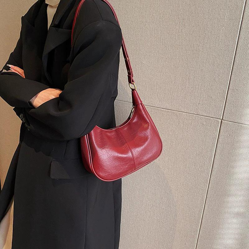 Women Solid Color Zipper Underarm Bag, Fashion All-match Hobo Dumpling Shoulder Purse, Casual Versatile Handbag Daily Use
