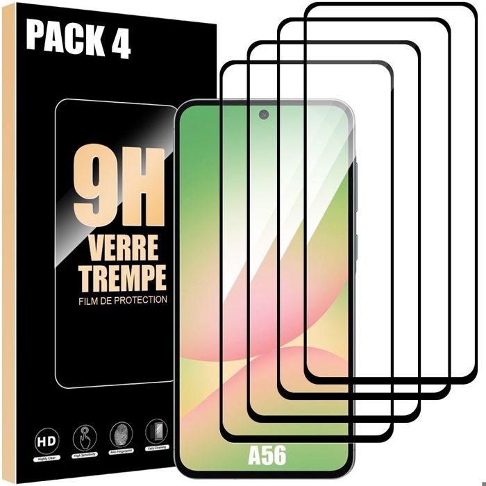 Film de protection en verre trempé - Samsung - Galaxy A56 5G - Lot de 4 - Résistance 9H - Antichoc