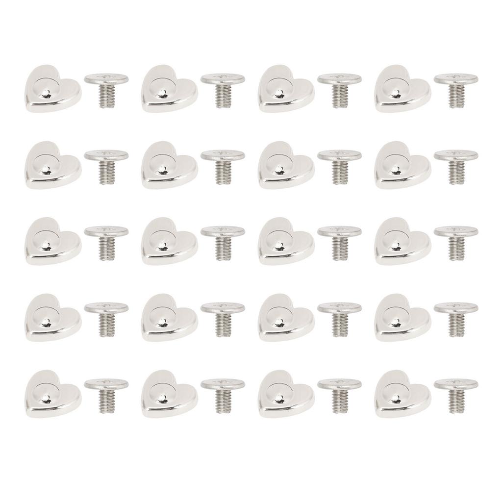 20PCS Heart Shape Decoration Stud Rivets Zinc Alloy Multifunctional Leather Belt Repair Rivets 10mm