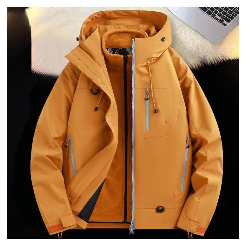 Detachable Hooded Raincoat Windproof Waterproof Jacket for Hiking Camping Outdoor Sports Men Women Three in One