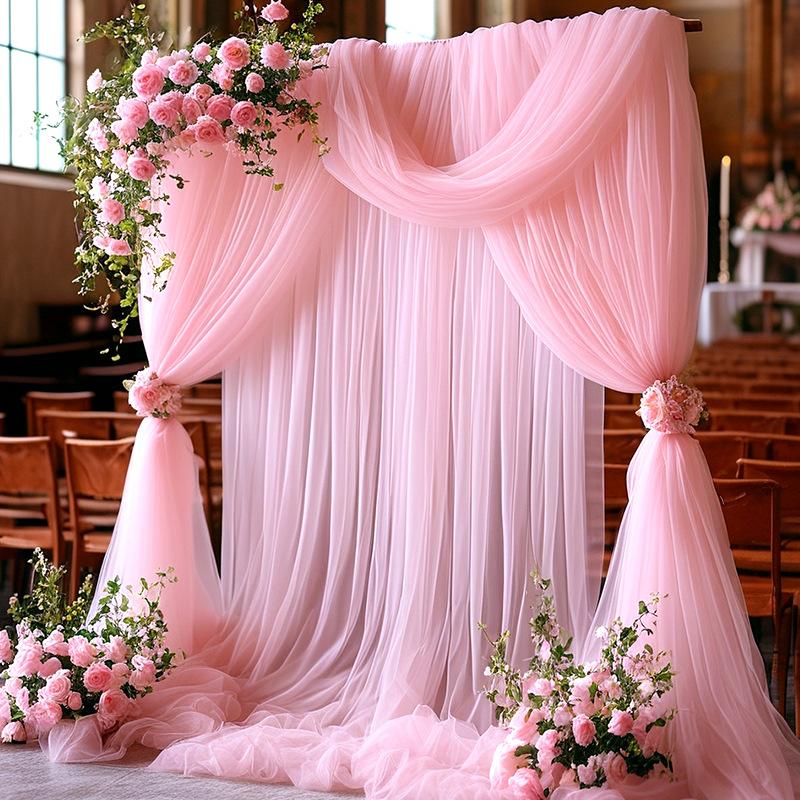 1pcsLarge White Sheer Chiffon Wedding Arch Drapes - Perfect for Ceremony Reception Decor Valentine's Day Gifts Party Supplies