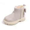 New Winter Korean Style Lined Children's British Ankle Boots Girls Side Zipper Fashion Soft Durable Leather Boots