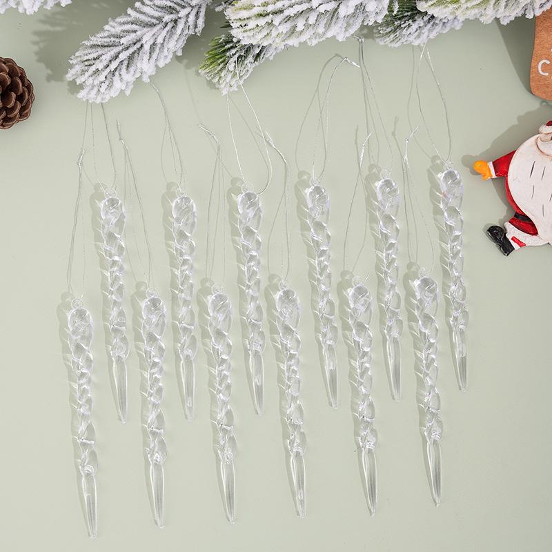 Christmas Crystal Ornaments Set for Tree, Clear Acrylic DIY Icicle Ornaments Christmas Hanging Crystal Snowflake Decorations , 12Pcs