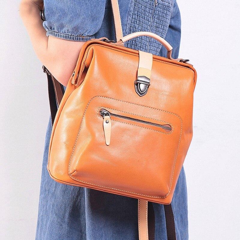 

Johnature Многофункциональный рюкзак из натуральной яловой кожи, женская сумка, модные дорожные сумки большой вместимости, ретро рюкзаки из натуральной яловой кожи