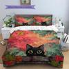 Cute Cat Pattern Bedding Quilt Set  Home Decoration  Gift (1 * duvet cover + 2 * pillowcase  without core)