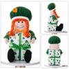 2 stuks Unieke Beeldjes Patrick's Day Kabouters Kleurrijke Poppen Accent voor Eettafel of Bureau Geluksblad Decoraties