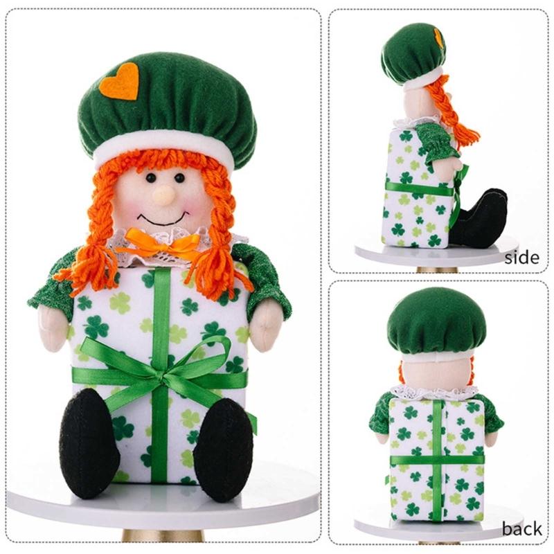 2 stuks Unieke Beeldjes Patrick's Day Kabouters Kleurrijke Poppen Accent voor Eettafel of Bureau Geluksblad Decoraties