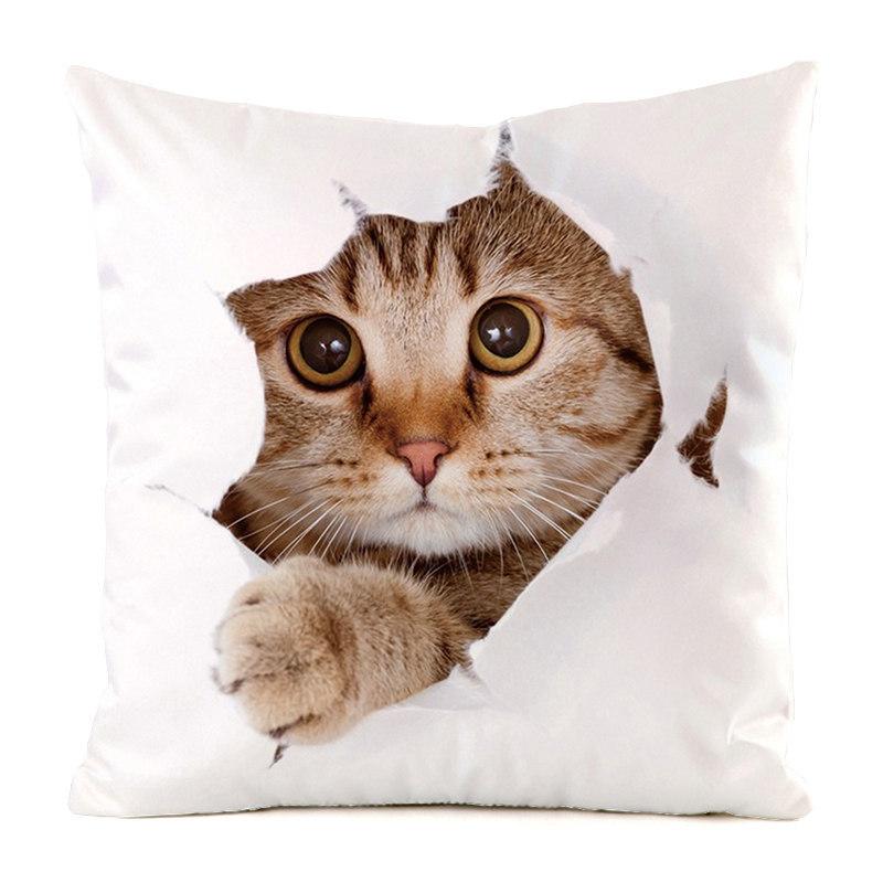 The cute cats from Northern Europe Digital printing short plush pillow covers for car sofa office cushion cover home goods