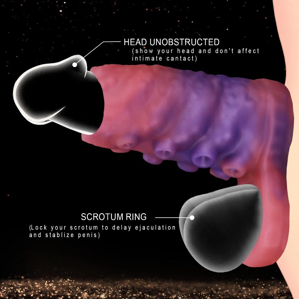 Octopus Shape Hollow Penis Sleeve Soft Silicone Wearable Penis Extender for Men