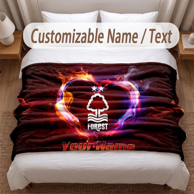 Nottingham Forest Printed Flannel Blanket Custom Name Text Soft Warm Throw For Bedroom Holiday Gift