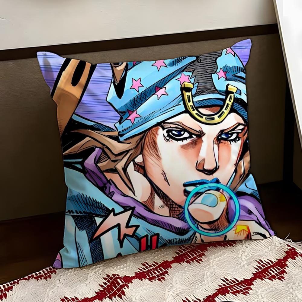 JJoJos BBizarre Adventure Cushion Cover Reversible Soft Durable Pillow Cover Home  Car MultiScene Use for Daily Comfort