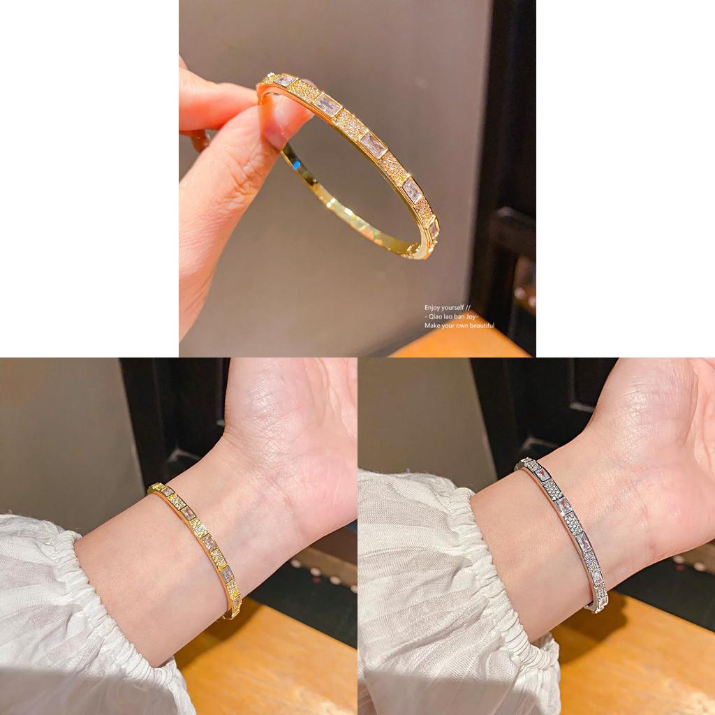 Kupfer Zirkon Kreis Quadrat Armband Mit Zirkonia Für Elegante Frauen