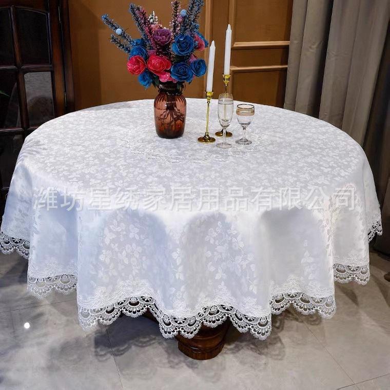 Round Table Tablecloth European Lace Fabric Artist Household Large Round Table Tablecloth Hotel Restaurant Table Cloth