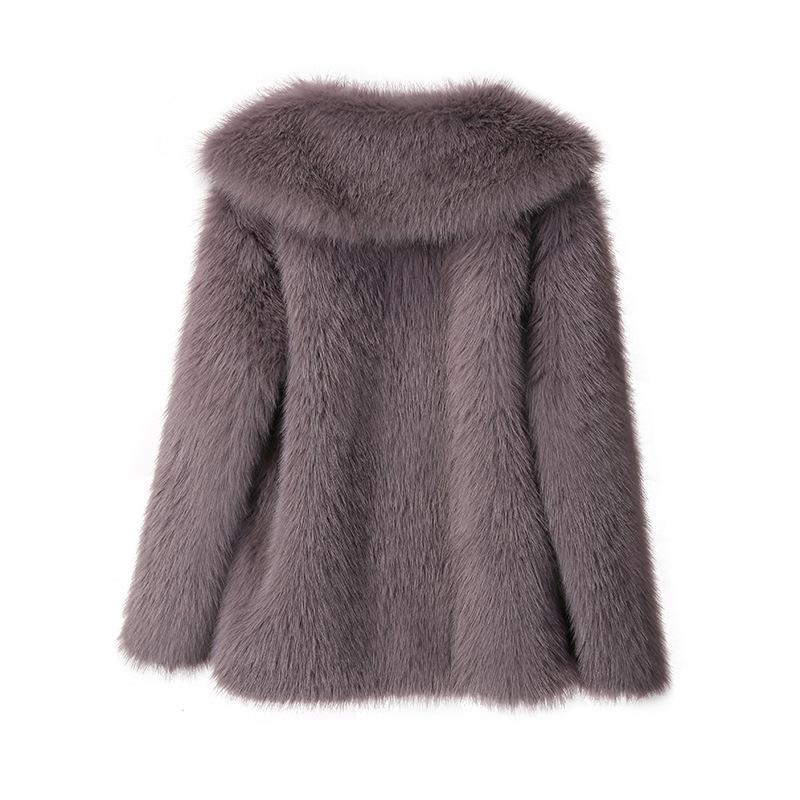 Luxury Faux Fur Coat Women Winter Thick Warm Long Sleeve Turndown Collar Female Overcoat  Elegant Lady Outerwear