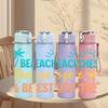 1PC Beaches Booze Besties Summer 750ml Color Plastic Sports Water Bottle Leakproof Flip Straw Lid Suitable for Sports Office Home Use