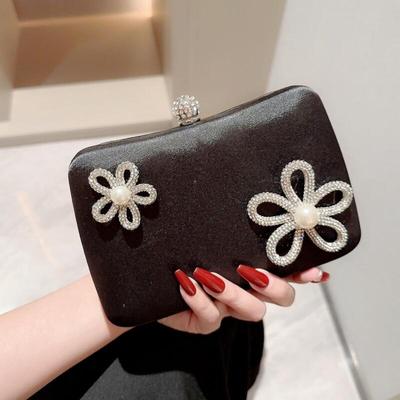 Luxury Women Wedding Evening Bags Elegant Ladies Floral Diamond Handbags Fashion Party Shoulder Bags Glitter Shiny Square Bags