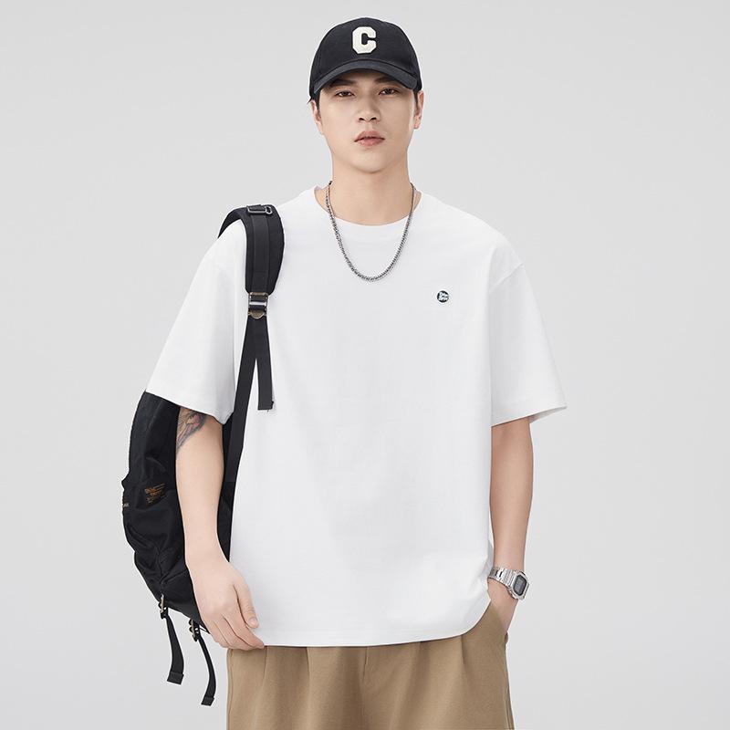 Glacier Flat Striped Short-sleeved T-shirt Men's Summer New Loose Versatile Round Neck Half-sleeved Top