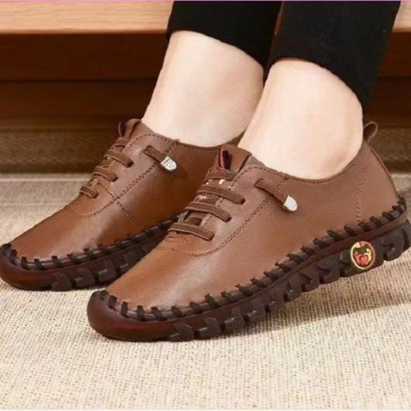 fashion 2024 New Spring Casual Women Shoes Platform Loafers 2024 Lace Up Leather Flats Slip-On Mom Shoe