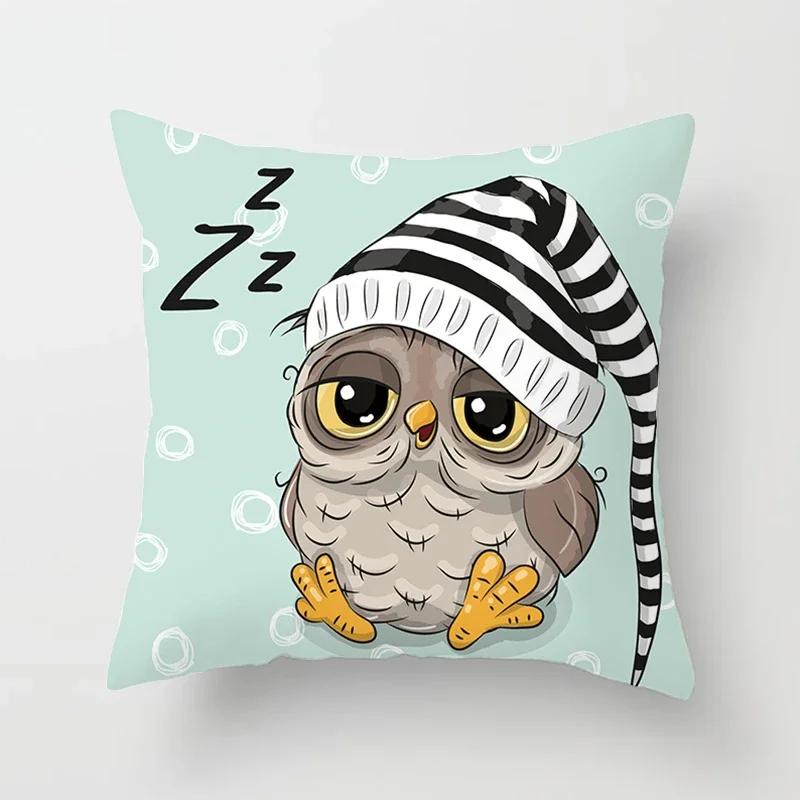 Cute Owl Cushion Covers Comfortable Pillow Cover x Decorative Pillows For Sofa Bed Car Throw Home Decor